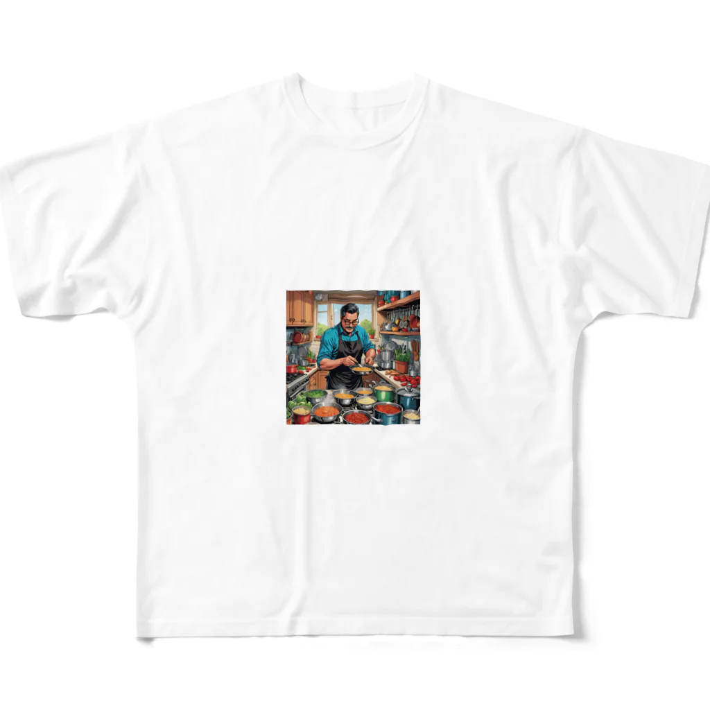 AIおじさんの料理をするおじさん All-Over Print T-Shirt