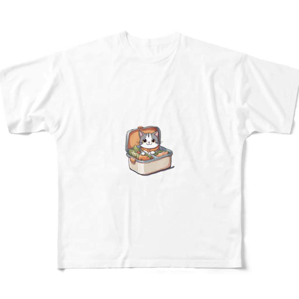 HIROYAN5935のキャットランチボックス フルグラフィックTシャツ