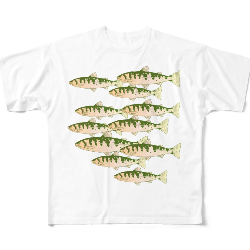 chicodeza by suzuriのヤマメの魚群 All-Over Print T-Shirt