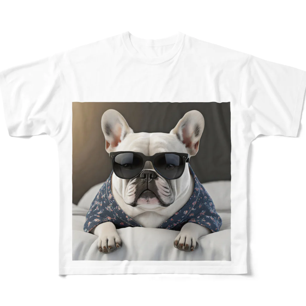 SI-SAAのおやすみBOSS犬 フルグラフィックTシャツ