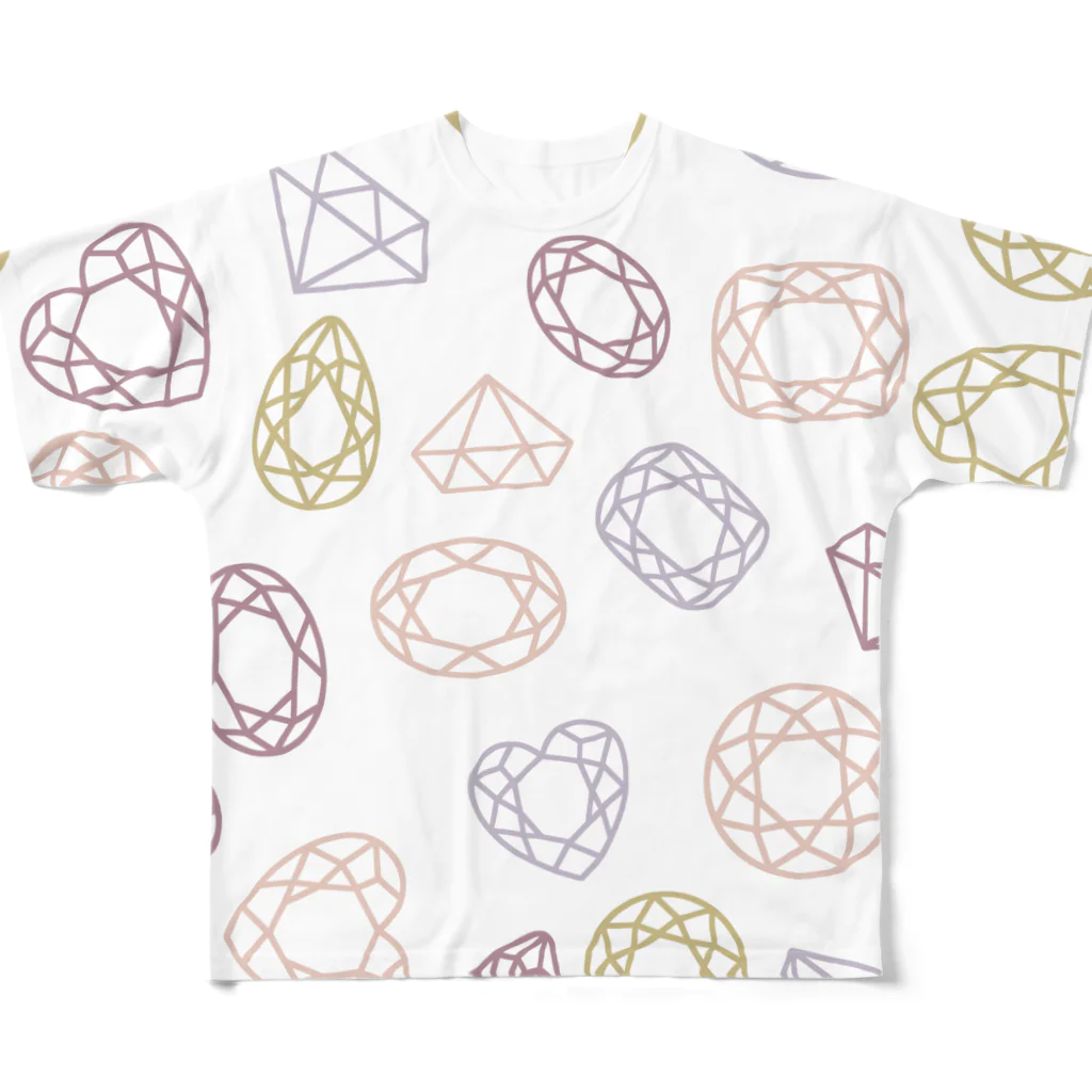 つきしょっぷのくすみカラーの宝石 All-Over Print T-Shirt