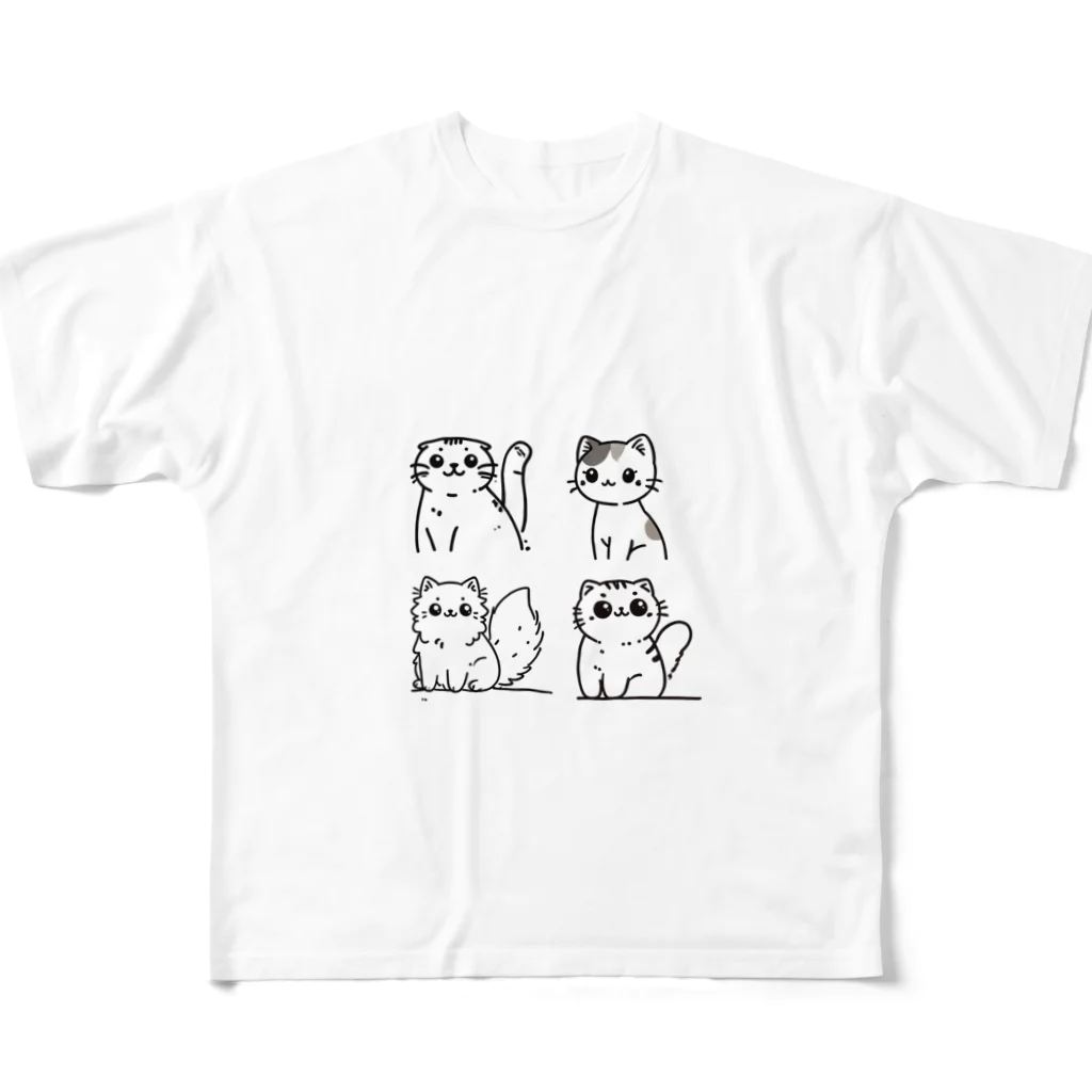 チェリモヤのにゃんこの仲間たち フルグラフィックTシャツ