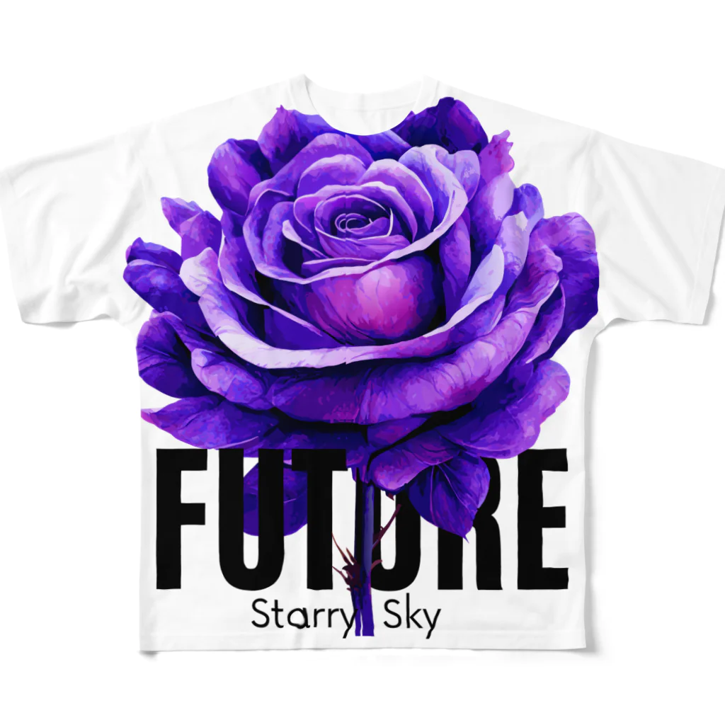 Future Starry Skyの紫色の薔薇 All-Over Print T-Shirt