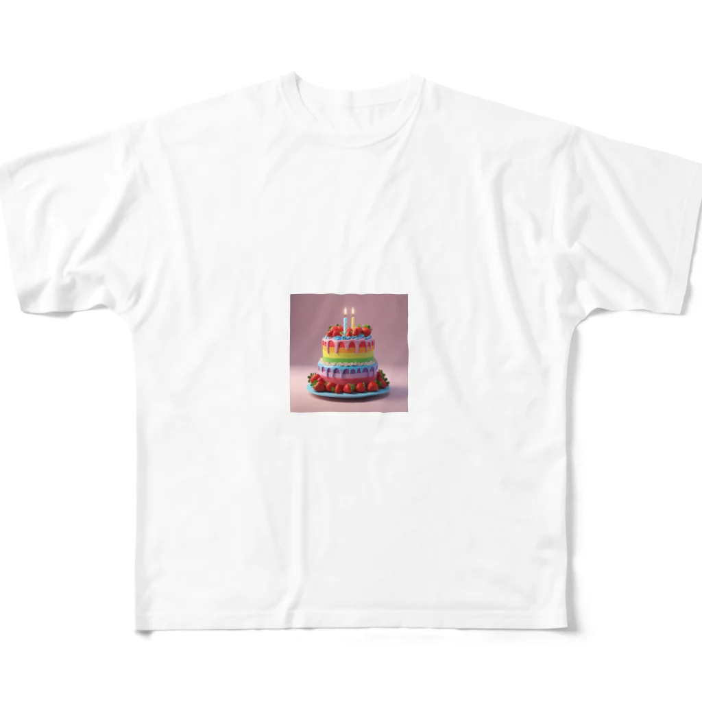 さくまドロップスのレインボーケーキ フルグラフィックTシャツ