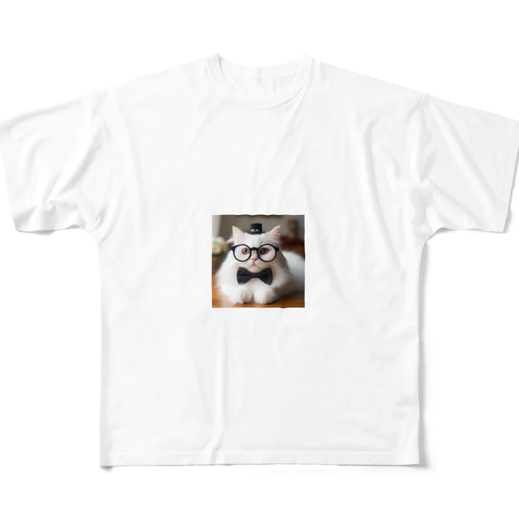 ai-AIの猫教授 フルグラフィックTシャツ