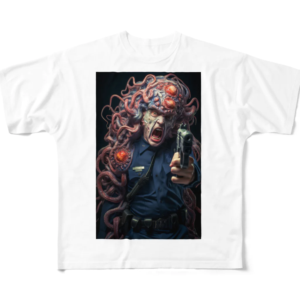 Minami-KumaのParasited Policeman 2 All-Over Print T-Shirt