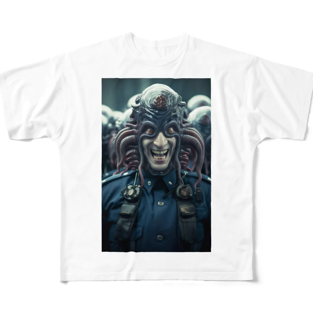 Minami-KumaのParasited Policeman 1 All-Over Print T-Shirt