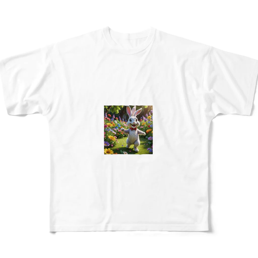 森の雑貨屋の陽気なウサギ All-Over Print T-Shirt