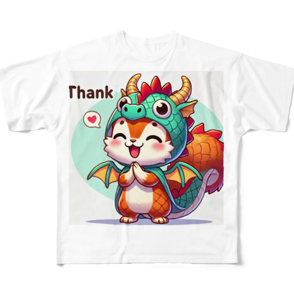 一番星のかわいいドラゴンコスチュームのリス All-Over Print T-Shirt