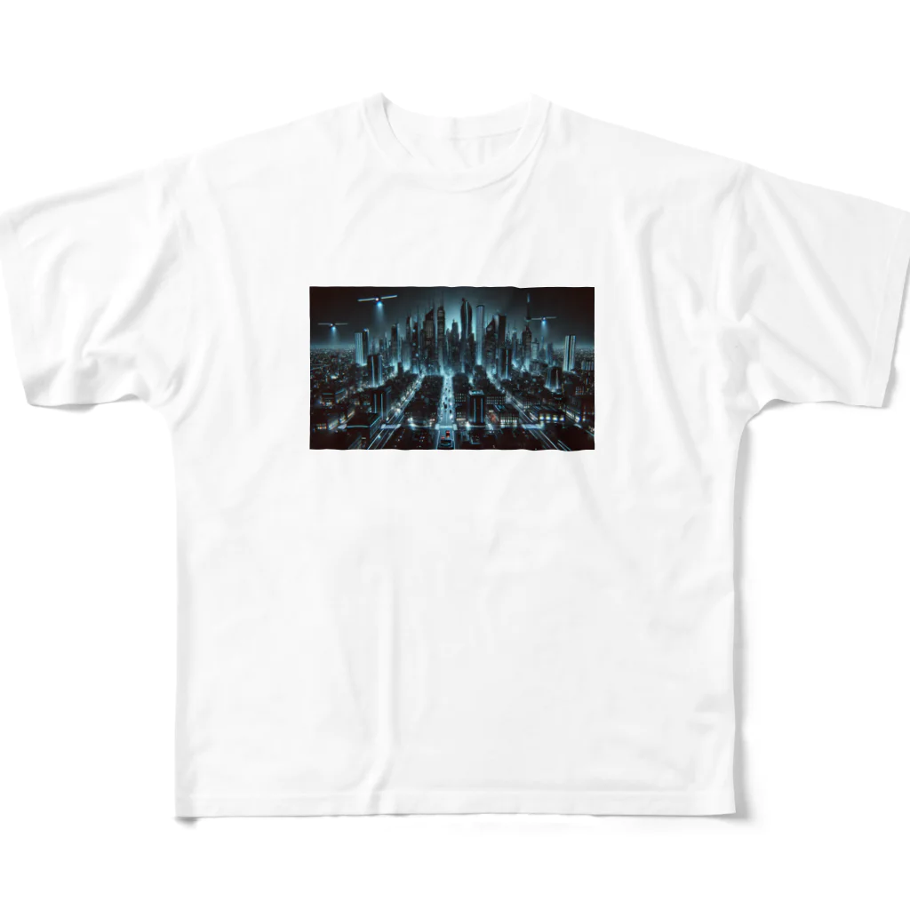 ETOWA_TOWAの未来都市の停電 All-Over Print T-Shirt