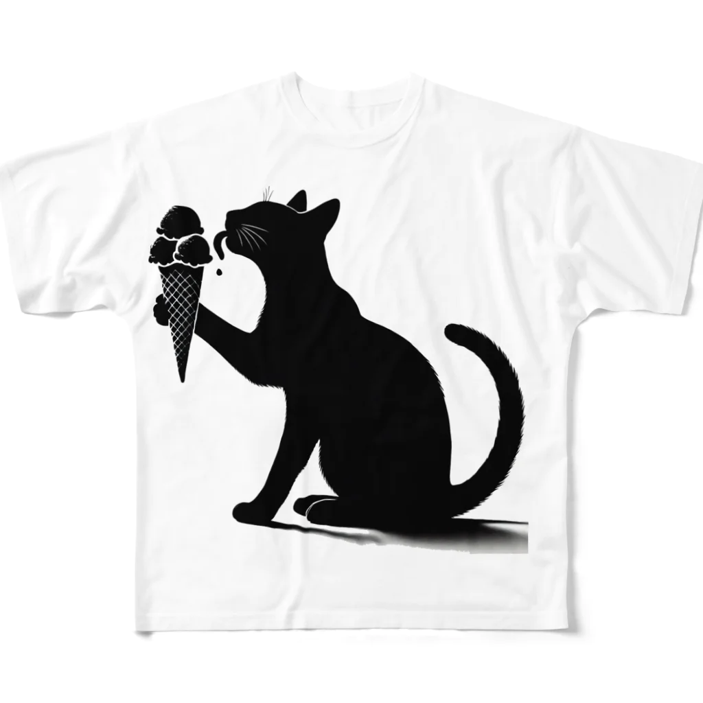 YPO_industryのアイスを舐める猫 All-Over Print T-Shirt