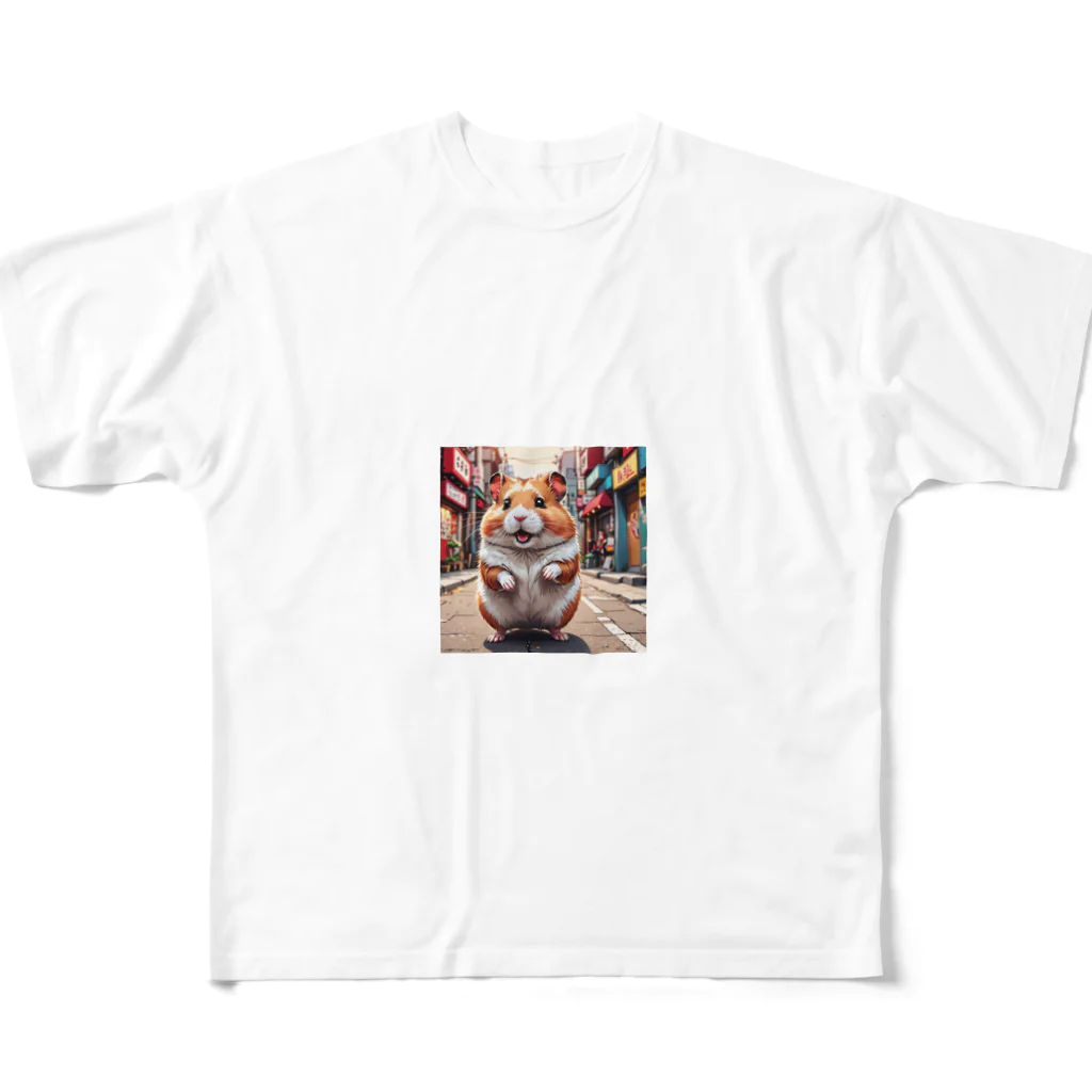 赤ペンギン@AIの街角のハムスター All-Over Print T-Shirt