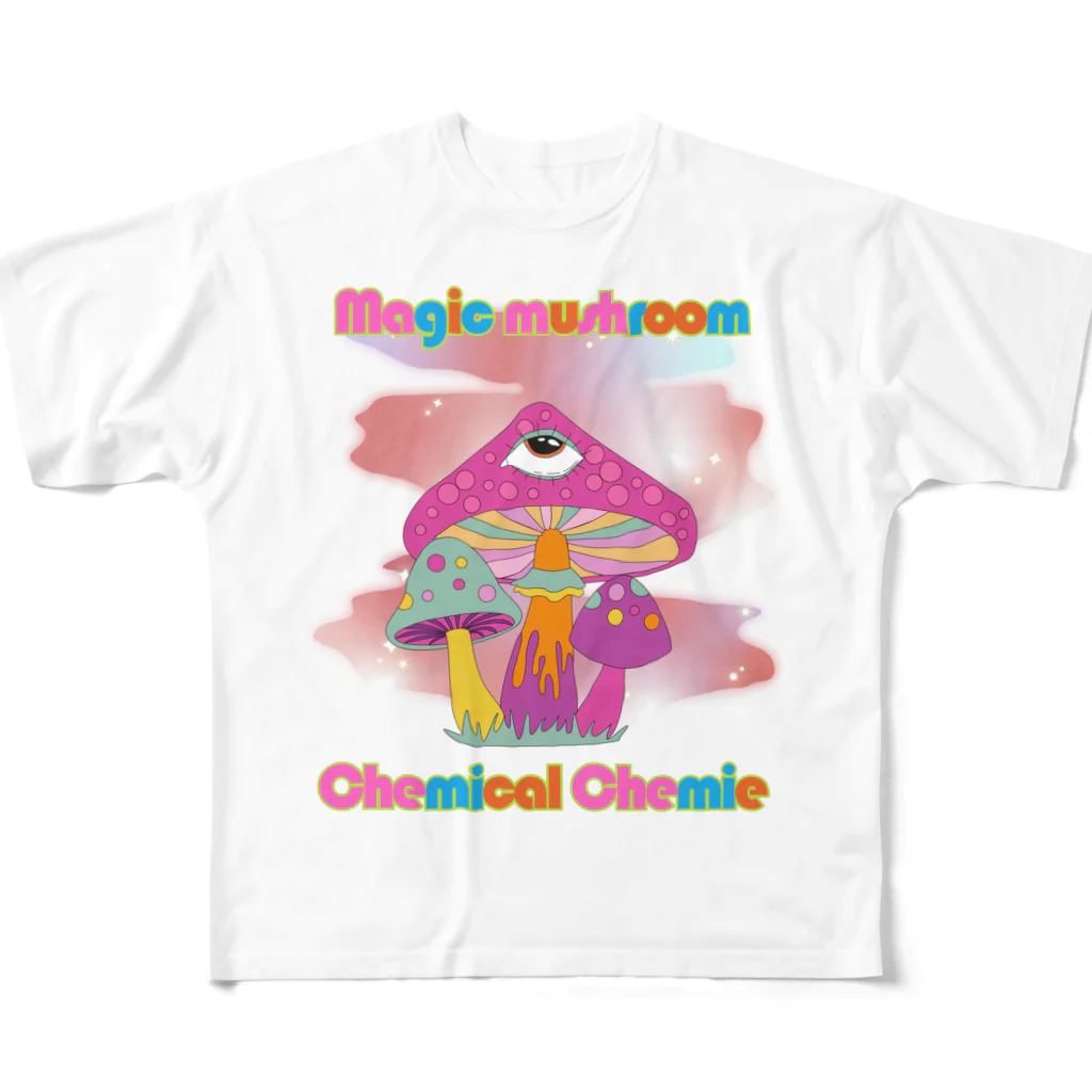 chemical_chemieの夢見るキノコ フルグラフィックTシャツ