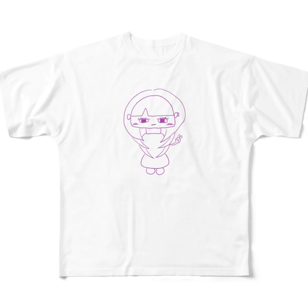 やーちゃグッズのウルフカットのウルフちゃん(白い背景なし) フルグラフィックTシャツ