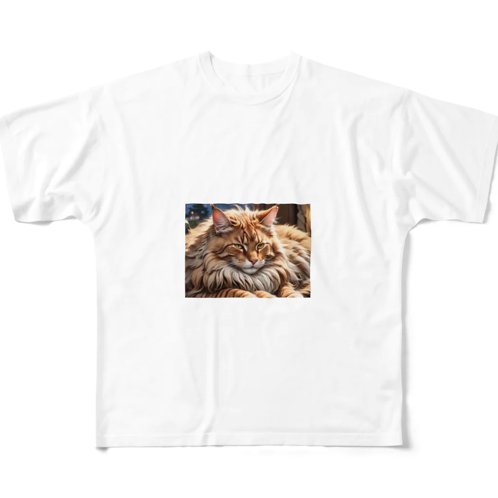 ねむねこのお店のふさふさねこ フルグラフィックTシャツ