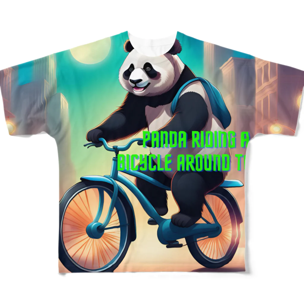 noiSutoaの疾走するパンダ フルグラフィックTシャツ
