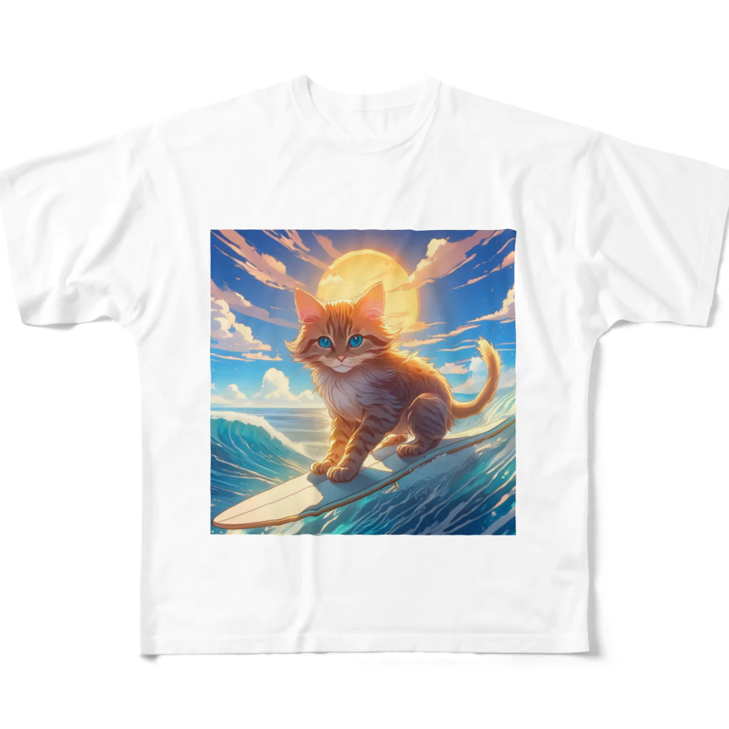 musashiyaの波乗り猫 All-Over Print T-Shirt