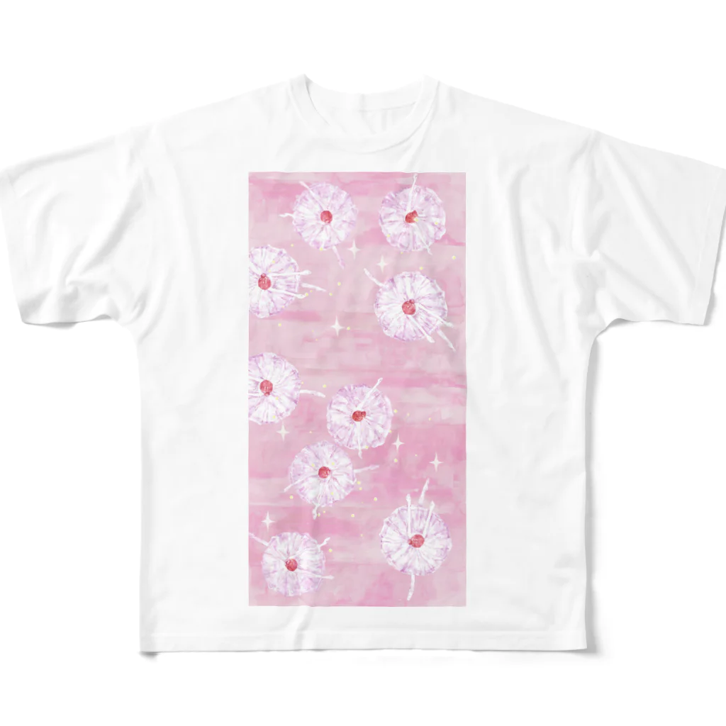 犬張子さんのお店のバレリーナ　ピンク色 All-Over Print T-Shirt