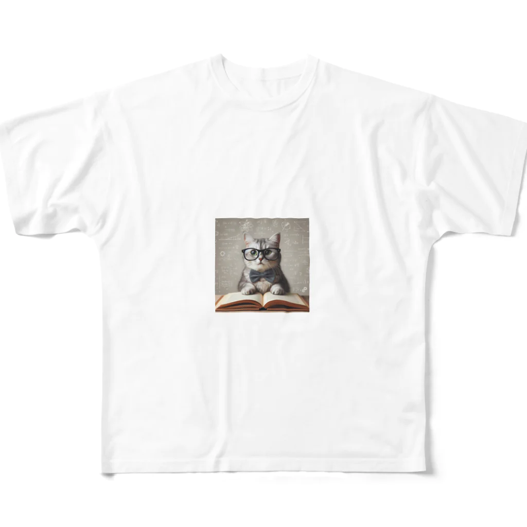 cutycatの知的なネコちゃん All-Over Print T-Shirt