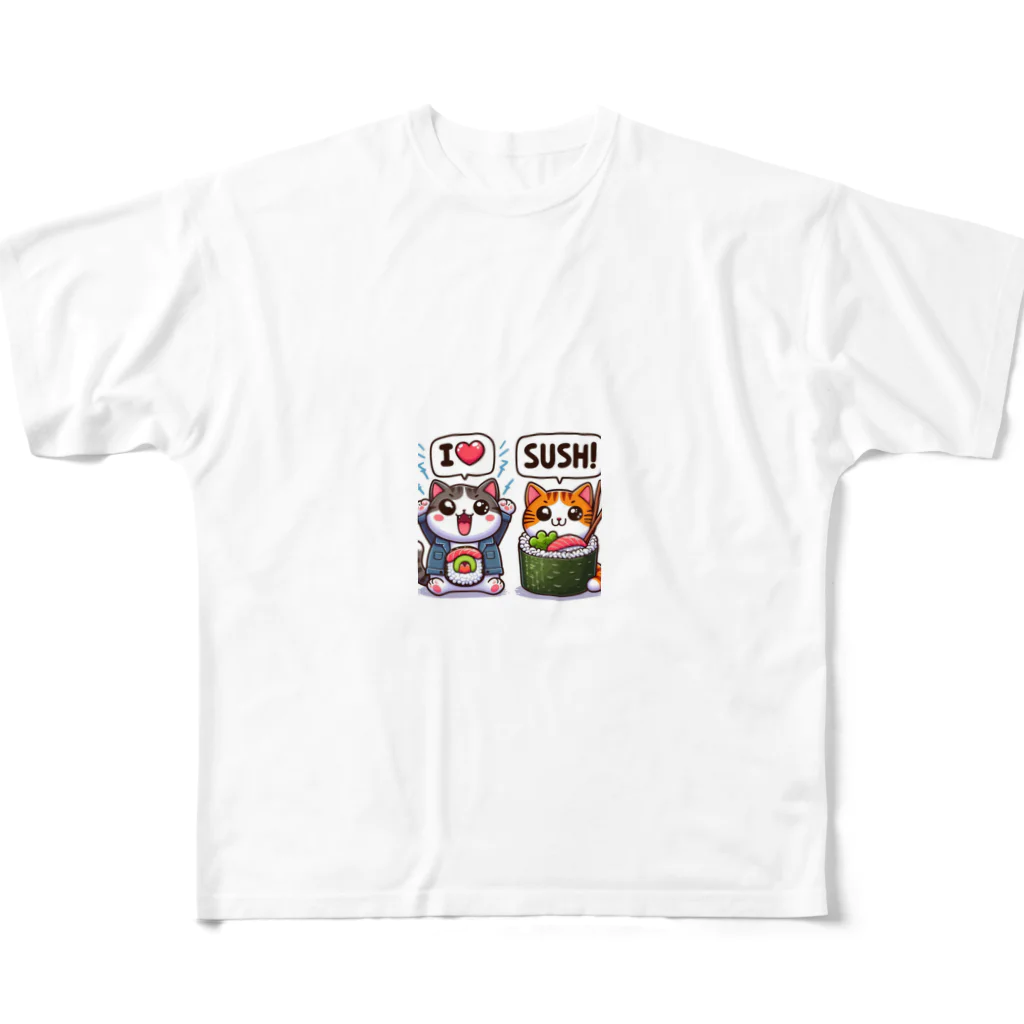 ATOZEKI777の猫おすっしラブ フルグラフィックTシャツ