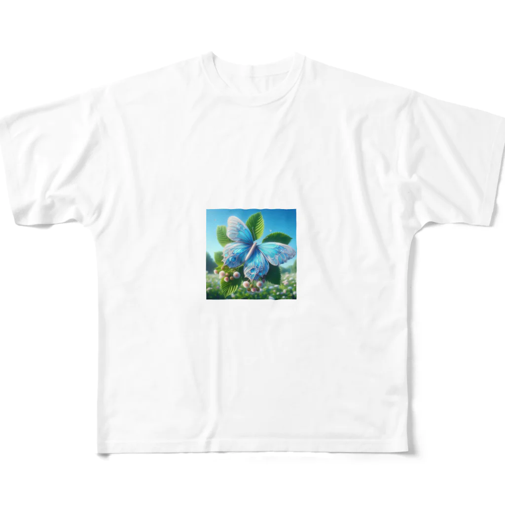 Chihiro0318の水色に舞う美しい蝶々 All-Over Print T-Shirt