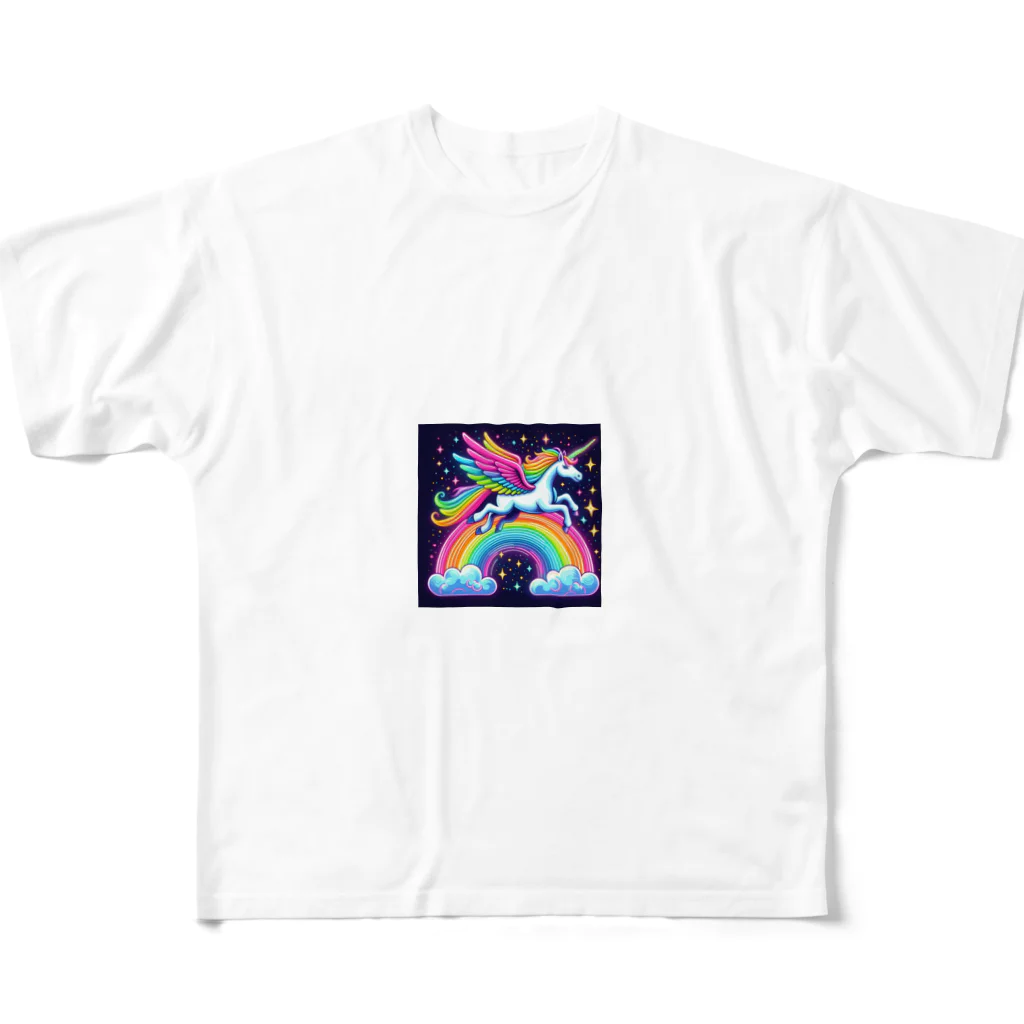 momonekokoのネオンカラーのユニコーン All-Over Print T-Shirt