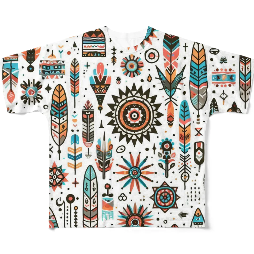 MU-SI-REのネイティブ柄1 All-Over Print T-Shirt