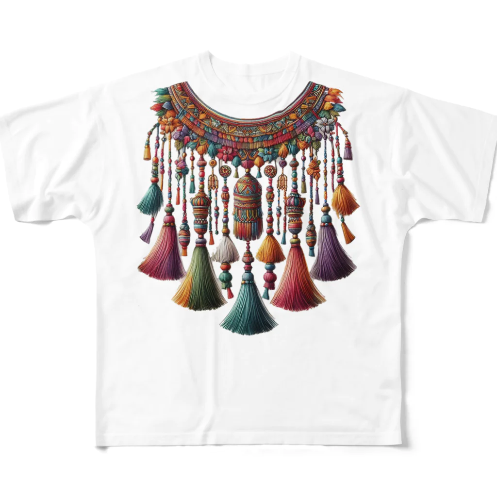 MU-SI-REのタッセル All-Over Print T-Shirt