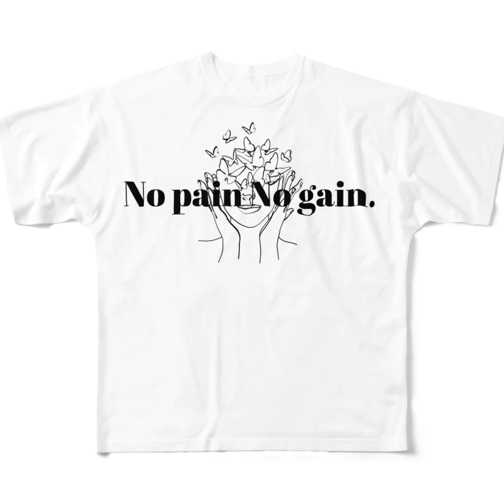 blueingreenのNo pain No gain. フルグラフィックTシャツ