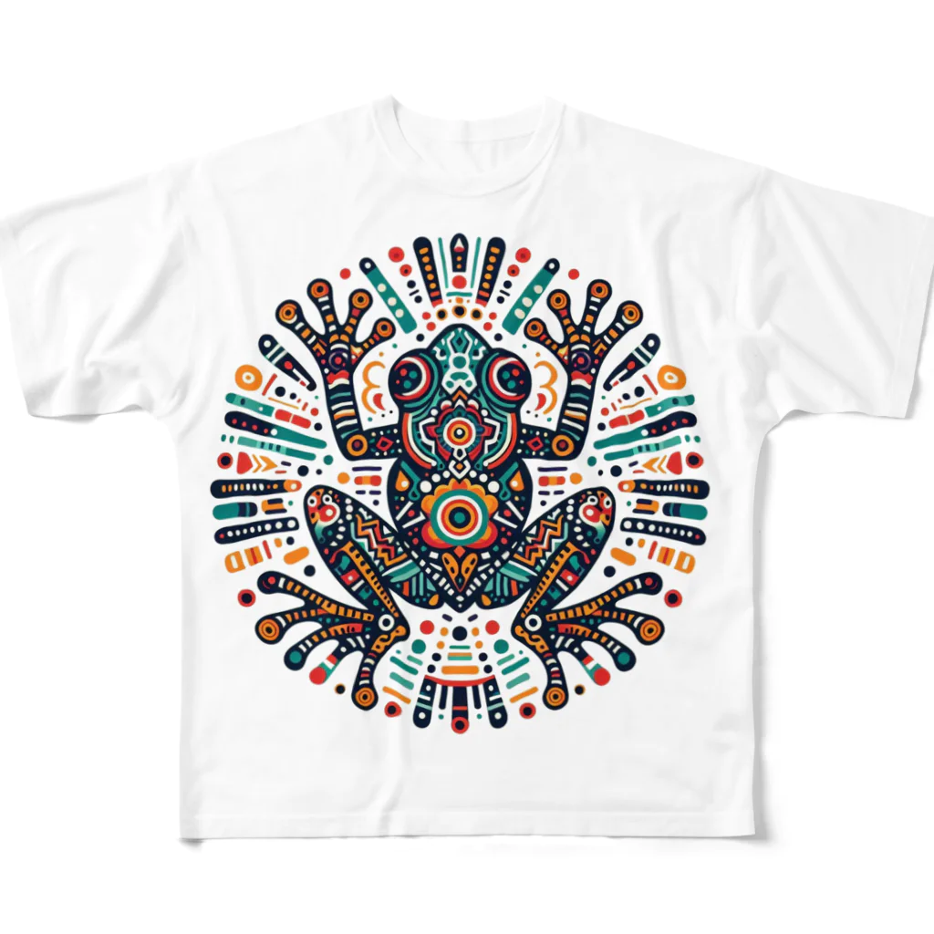 MU-SI-REのエスニックカエル All-Over Print T-Shirt