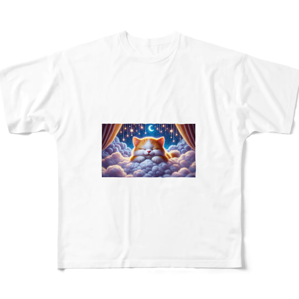 raio-nの夢見る雲の上の小さな猫 All-Over Print T-Shirt