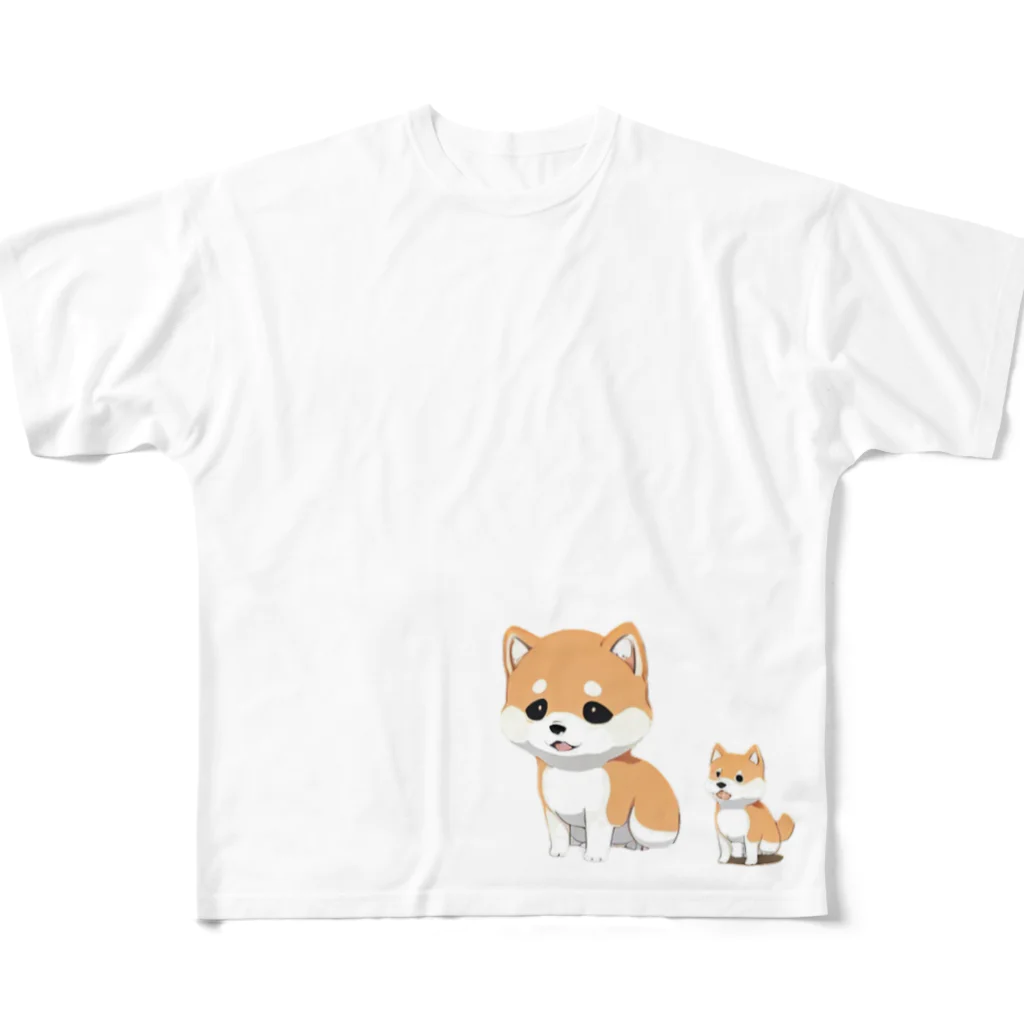 ニャタたち＆わん吉たちのいぬ吉といぬこ フルグラフィックTシャツ