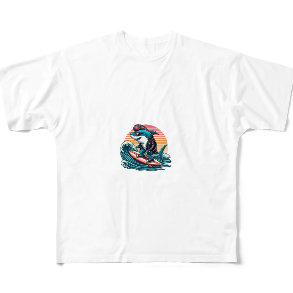 マリンのいかついサメ フルグラフィックTシャツ