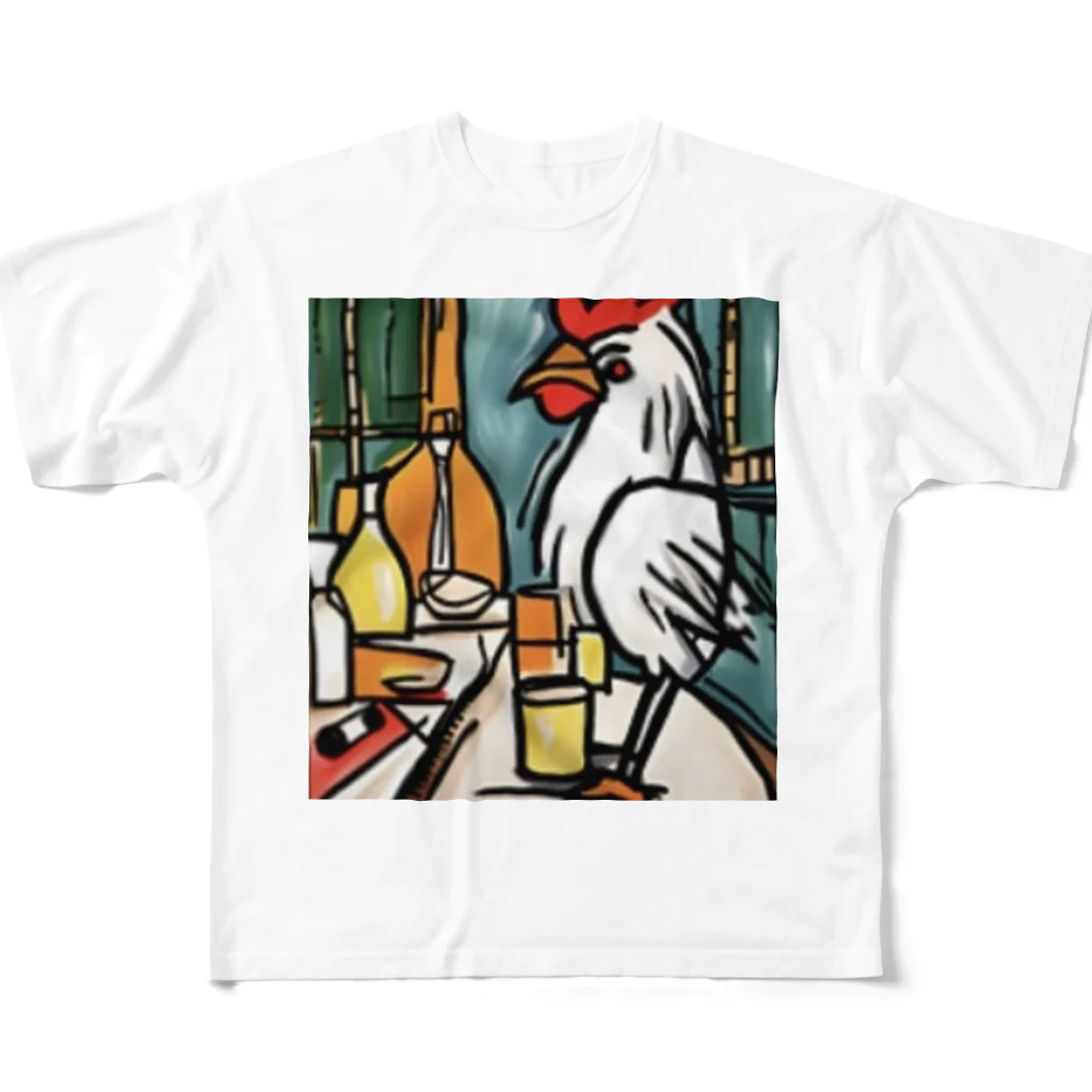 Ppit8のにわとりさん朝ごはんを食べる！ フルグラフィックTシャツ