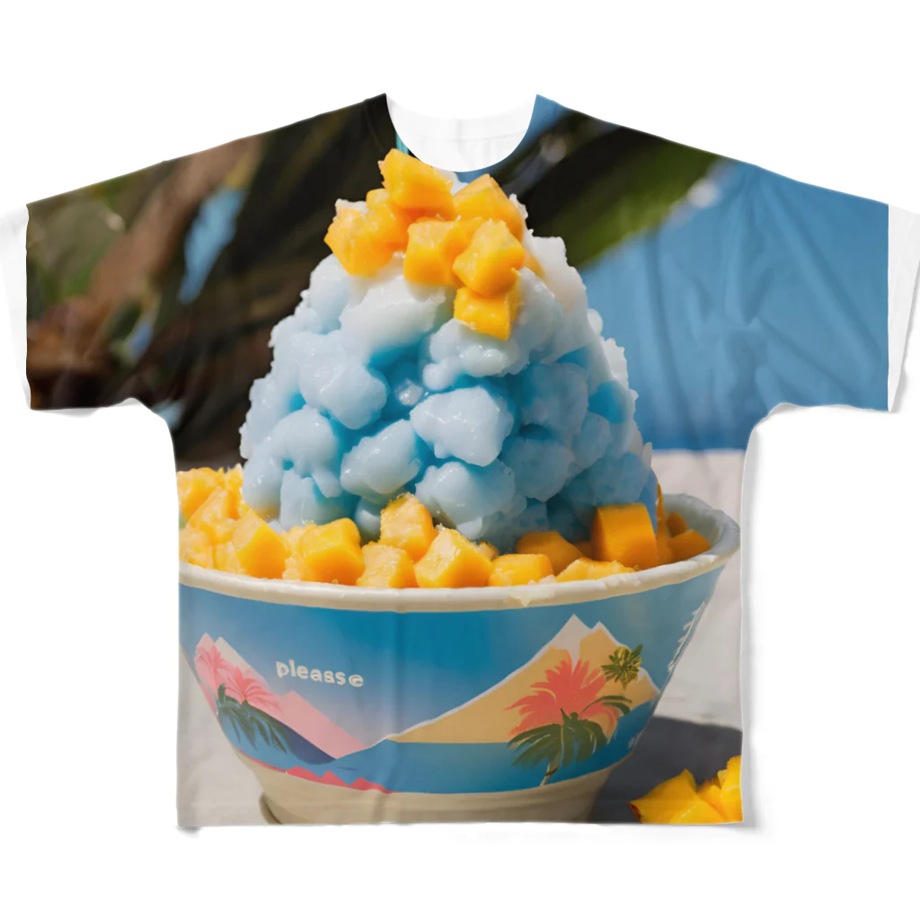 かるるんショップのかき氷シリーズ　ブルーハワイとマンゴー All-Over Print T-Shirt