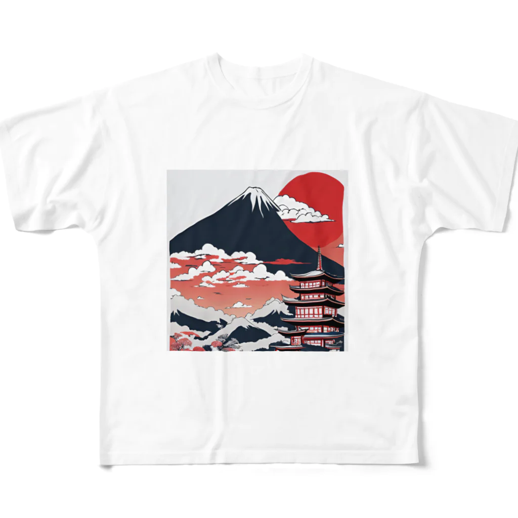 AIアイテムショップの日本の風景 フルグラフィックTシャツ