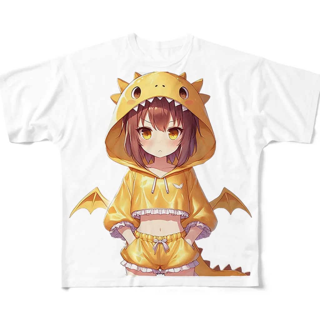 dramusumeの暑くてイライラするドラ娘 フルグラフィックTシャツ