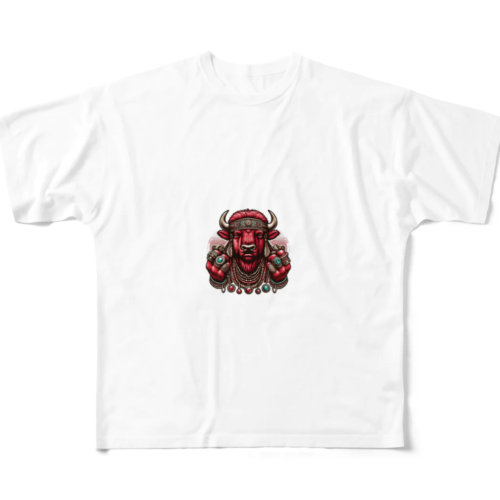 hrgmzkのバイソン グラフィック Tシャツ All-Over Print T-Shirt