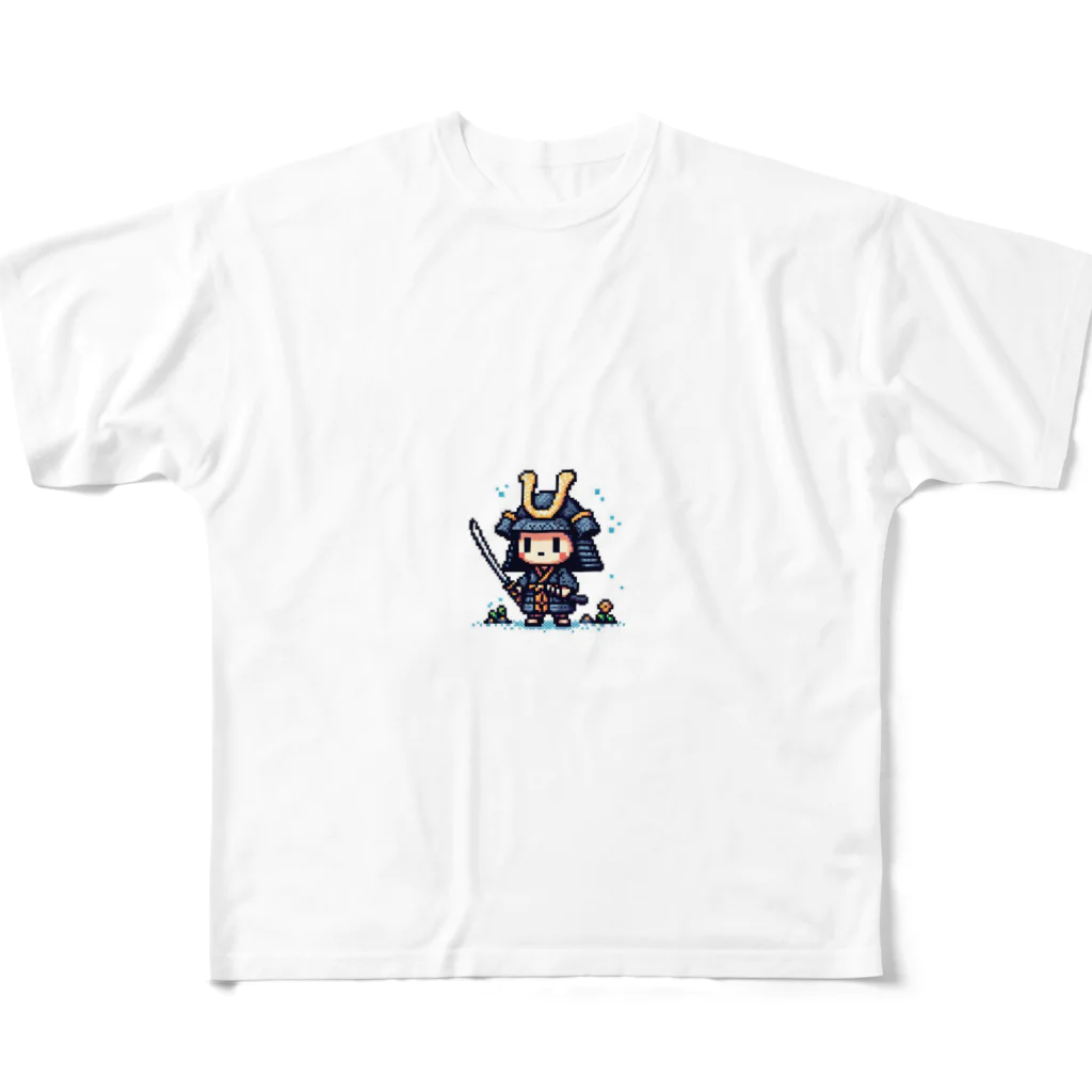 暇人ショップへようこそ！のかわいいドット侍 フルグラフィックTシャツ