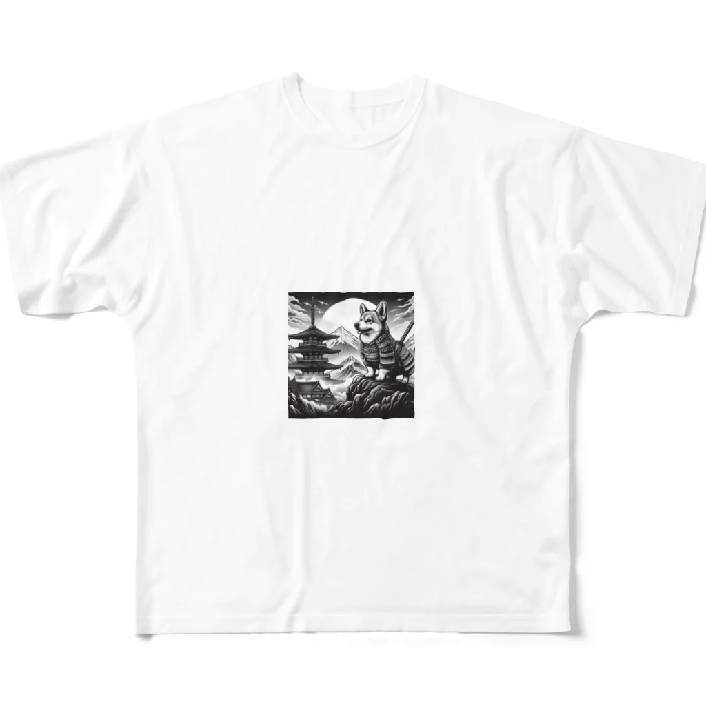 コーギーハウス〜ときどき柴・猫〜のサムライコーギー All-Over Print T-Shirt