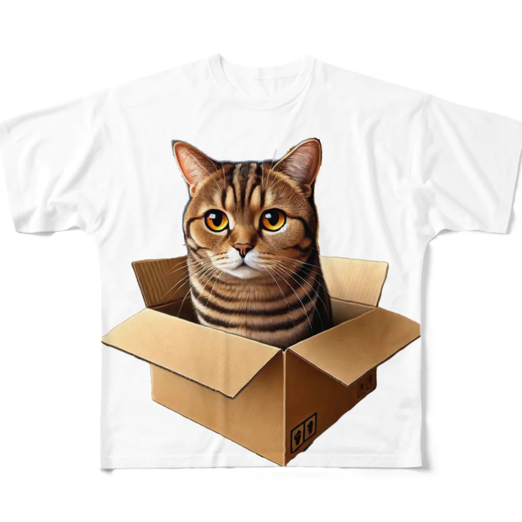 猫の小梅お嬢さんの小梅ちゃん　箱猫 All-Over Print T-Shirt