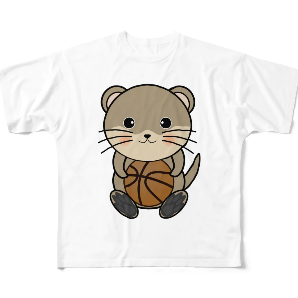 chicodeza by suzuriのかわうそちゃんのバスケ フルグラフィックTシャツ