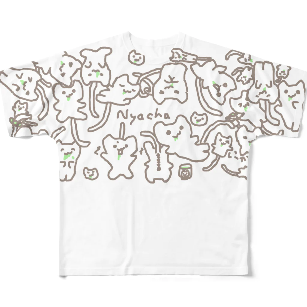 NYACHA&BOOCHAのにゃーちゃ、いっぱいにゃ All-Over Print T-Shirt