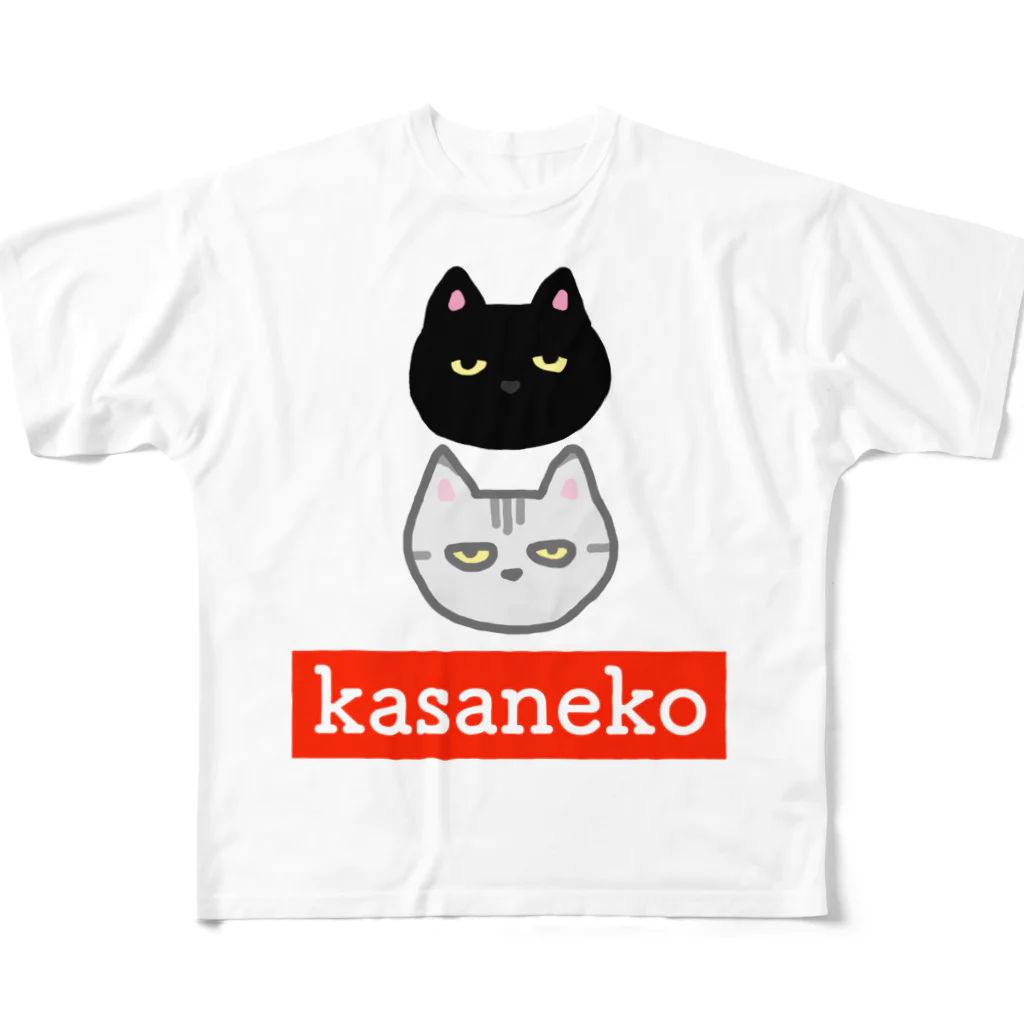 nyahoのかさねこ フルグラフィックTシャツ