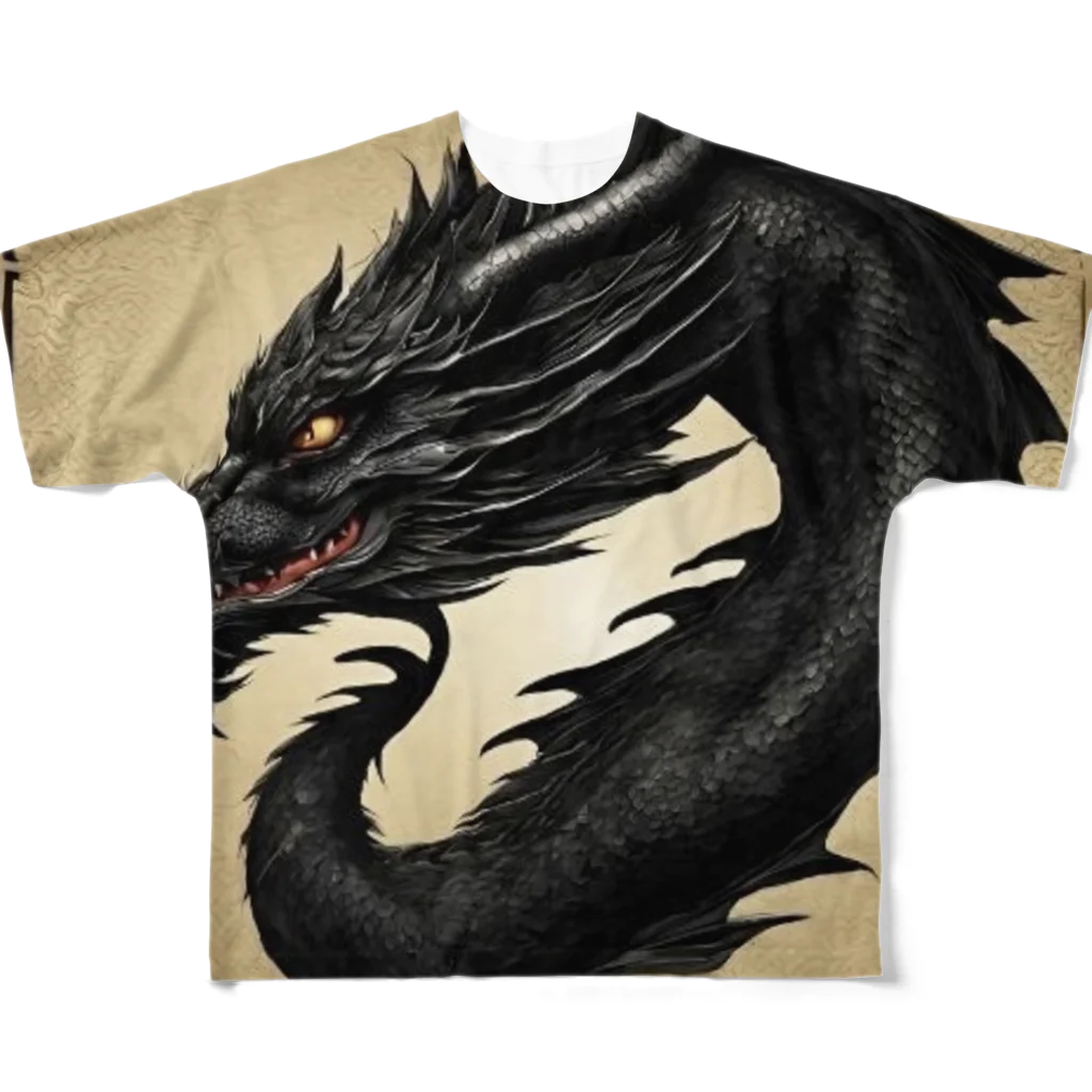 龍のエネルギーの邪気祓いブラックドラゴン🐉 All-Over Print T-Shirt