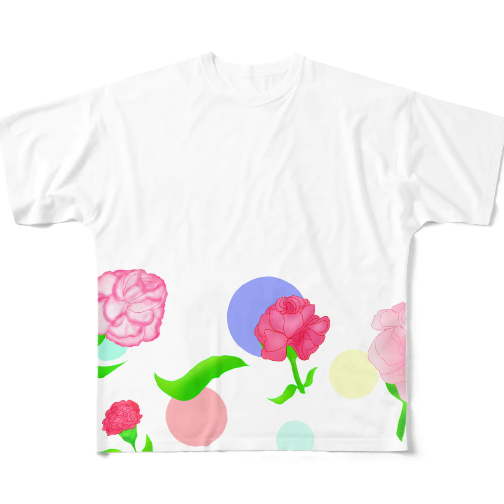 Lily bird（リリーバード）のカーネーションと水玉模様② フルグラフィックTシャツ