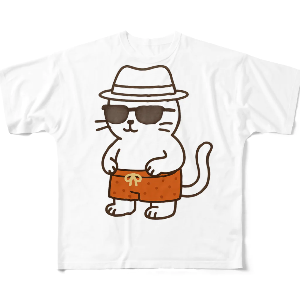マカロンのサングラスをかけたネコ All-Over Print T-Shirt