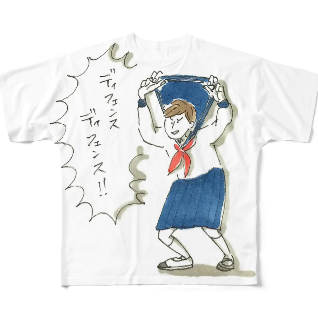 hiroharuhiroのディフェンス女子 フルグラフィックTシャツ