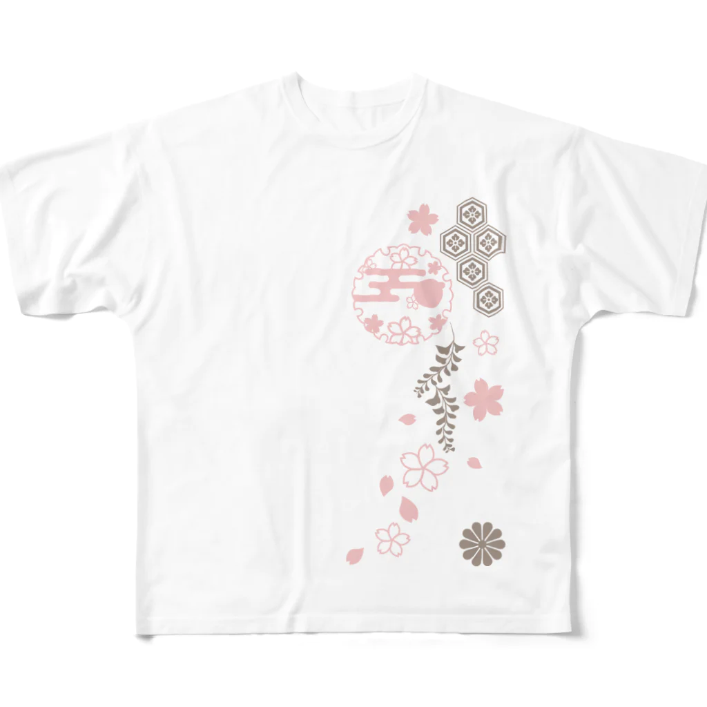 ジャパニーズスタンダードの枝垂れ桜 フルグラフィックTシャツ