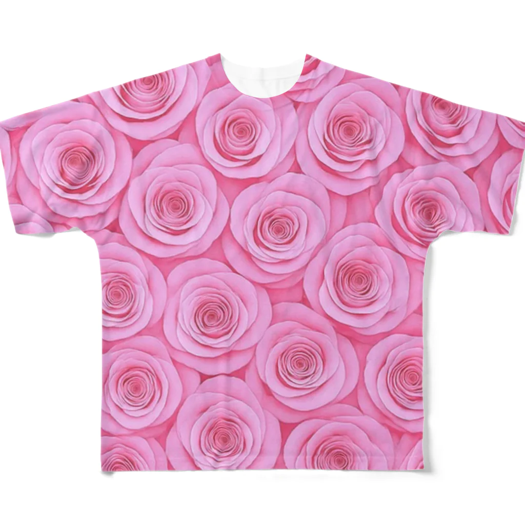 Rococo-Rose-Palace🌹✨️の淡いピンク💕華麗なる薔薇🌹✨️ All-Over Print T-Shirt